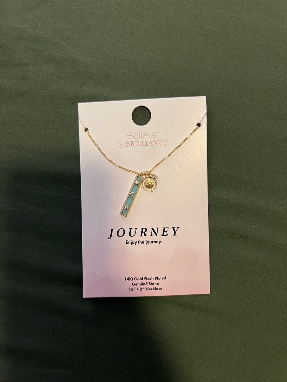 Gold Tone Journey Pendant Necklace